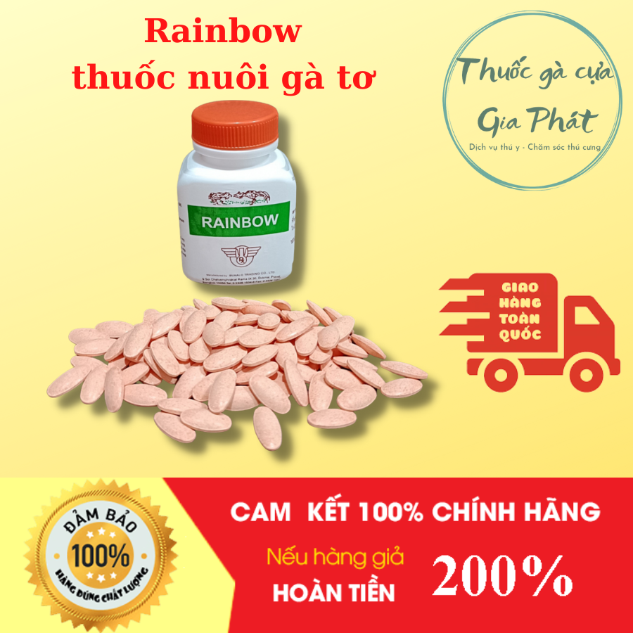 Thuốc nuôi gà tơ mau bung hình RAINBOW (1 lọ / 100 viên)