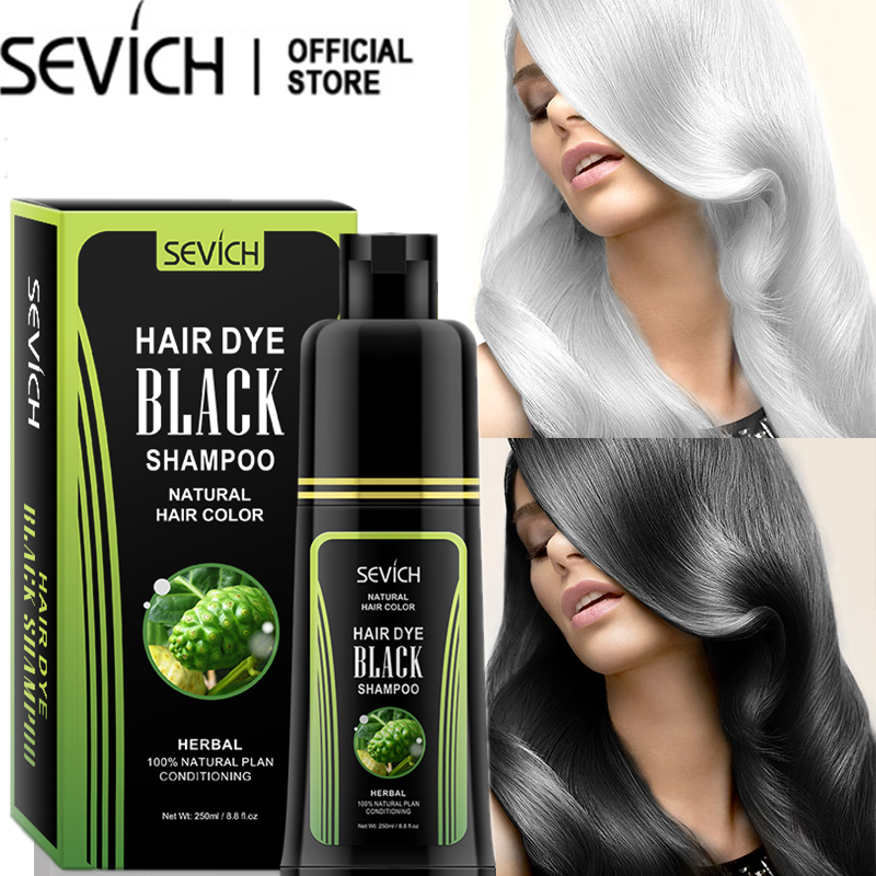 SEVICH Natural Herbal Essence Shampoo 250ML Permanent Grey Hair Return Black Dye Shampoo