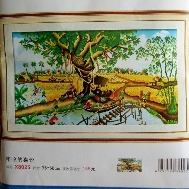 [HCM]Tranh thêu Phong Cảnh Làng Quê X8025 Kích thước sản phẩm:  95*58cm