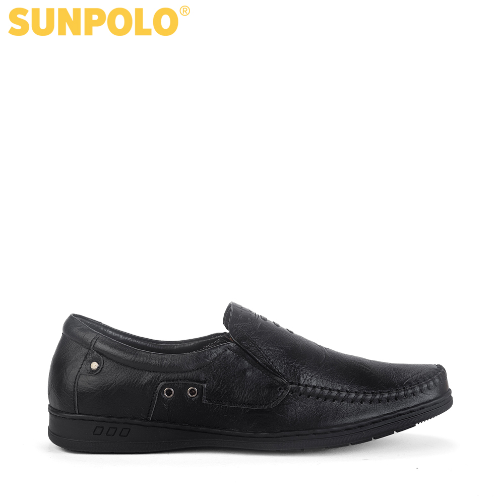 Giày mọi nam da bò SUNPOLO LS2098 (Đen) Phiên bản mới cải tiến đế giày