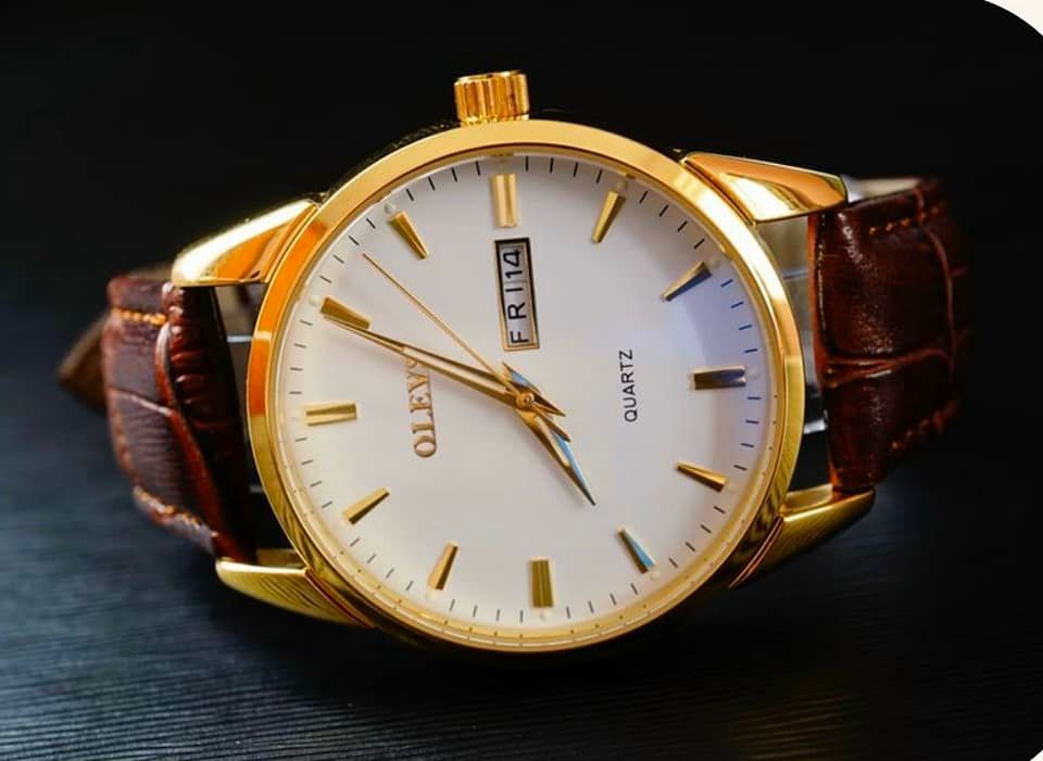 Đồng hồ olevs nam - size 40mm - lịch đôi - máy quartz - dây da.