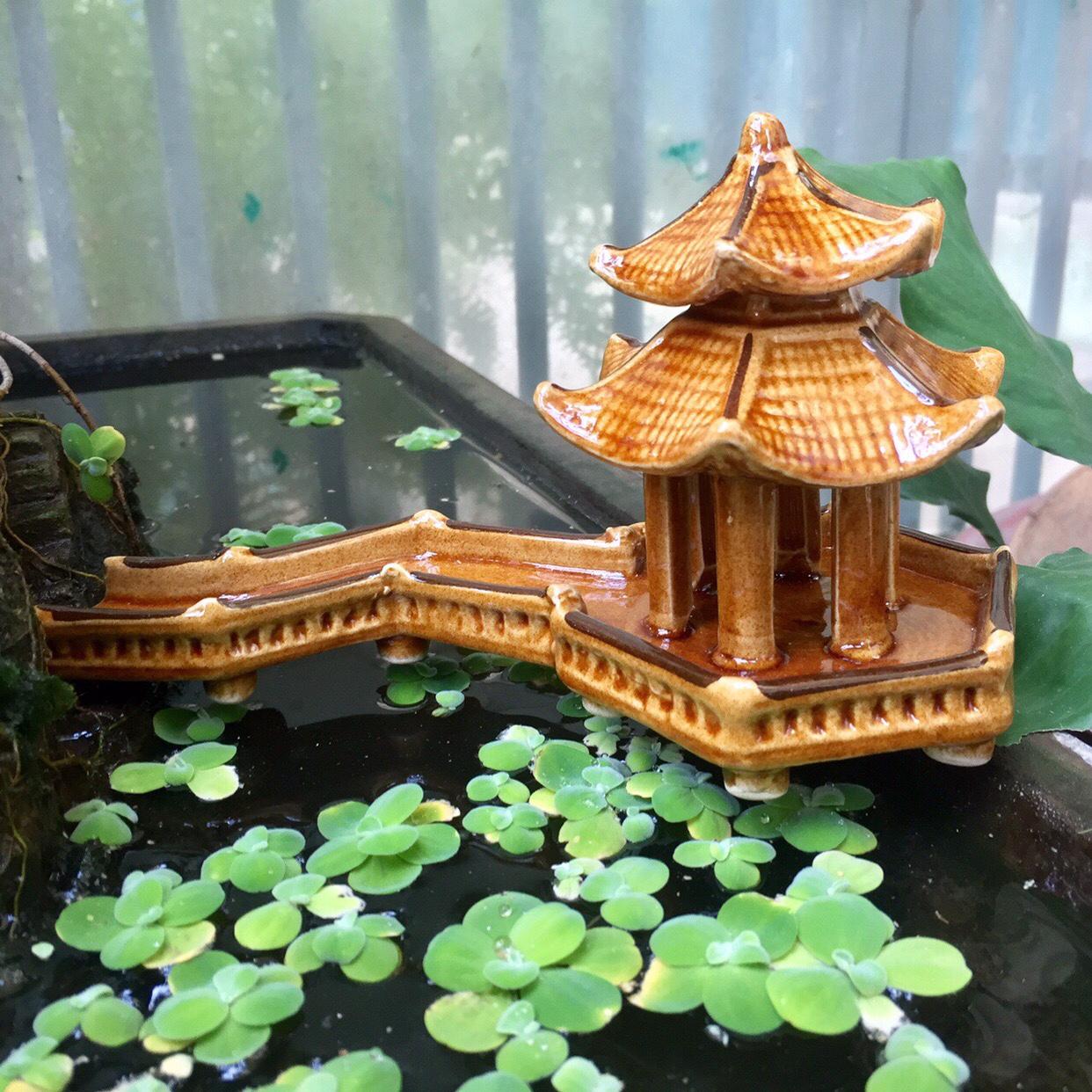 [HCM]Ngôi Đền Có Cầu Dài Vàng Đậm Trag Trí Hồ Cá Bể Cá-Hòn Non Bộ