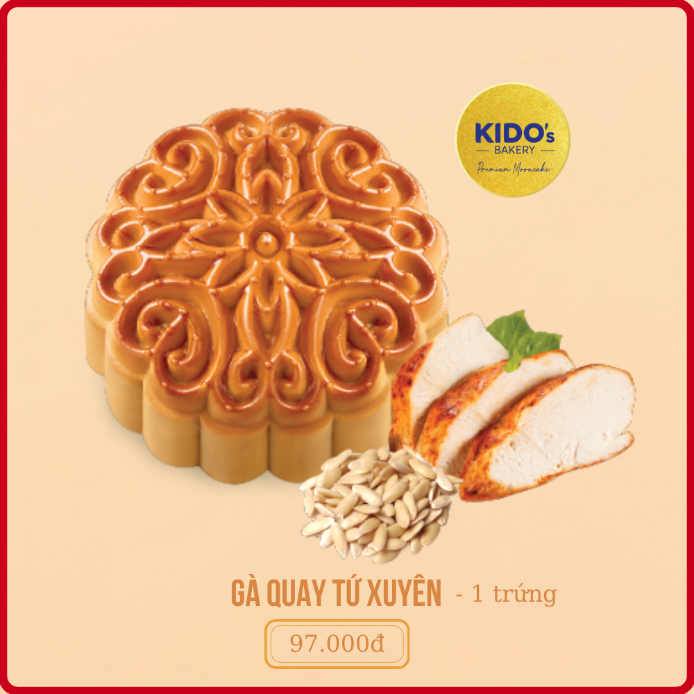 [GIAO 2H HCM]  Bánh Trung Thu KIDO Hộp  Thu Thịnh Vượng Đỏ ( hộp 4 bánh 180g)