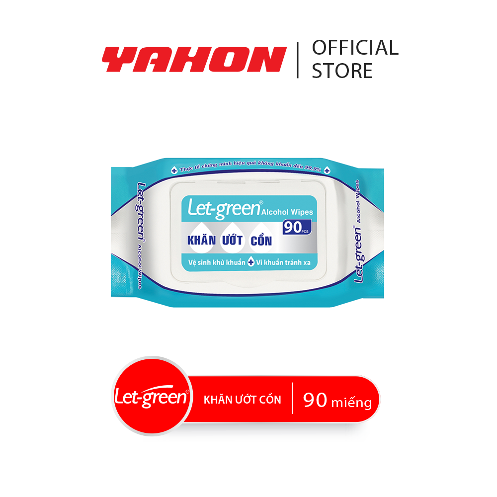 Khăn Ướt Cồn LET-GREEN, 90 Miếng/Bao