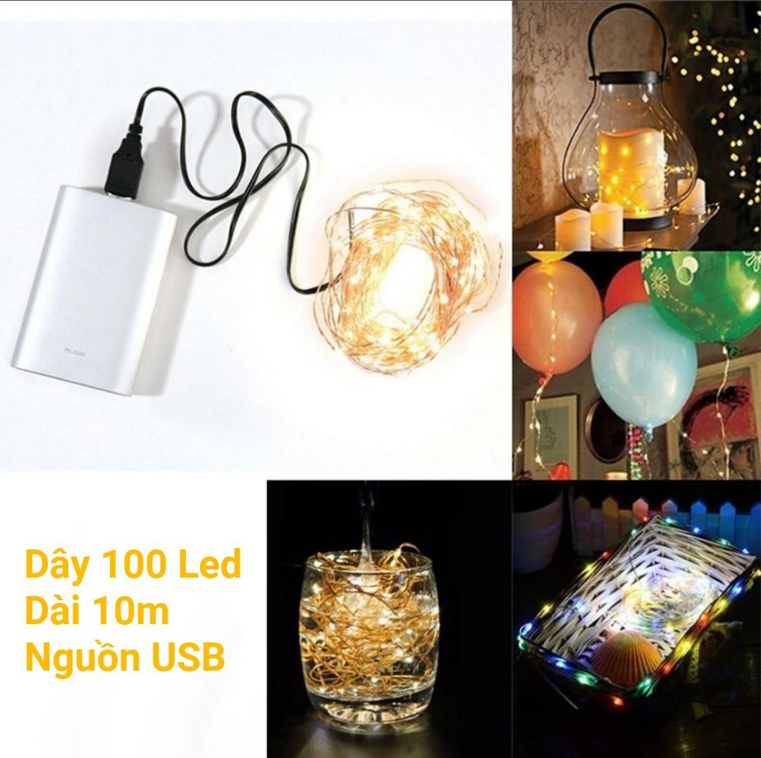 Dây đèn đom đóm 100 Led Dài 10m Dùng cổng USB 5V