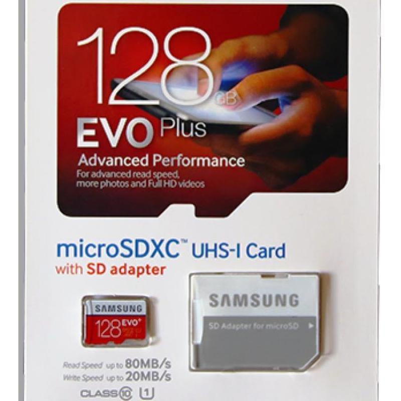 Thẻ nhớ MicroSDXC Samsung Evo Plus 128GB 100MB/s U3 4K (Đỏ) + Tặng đầu đọc thẻ nhớ MicroSD