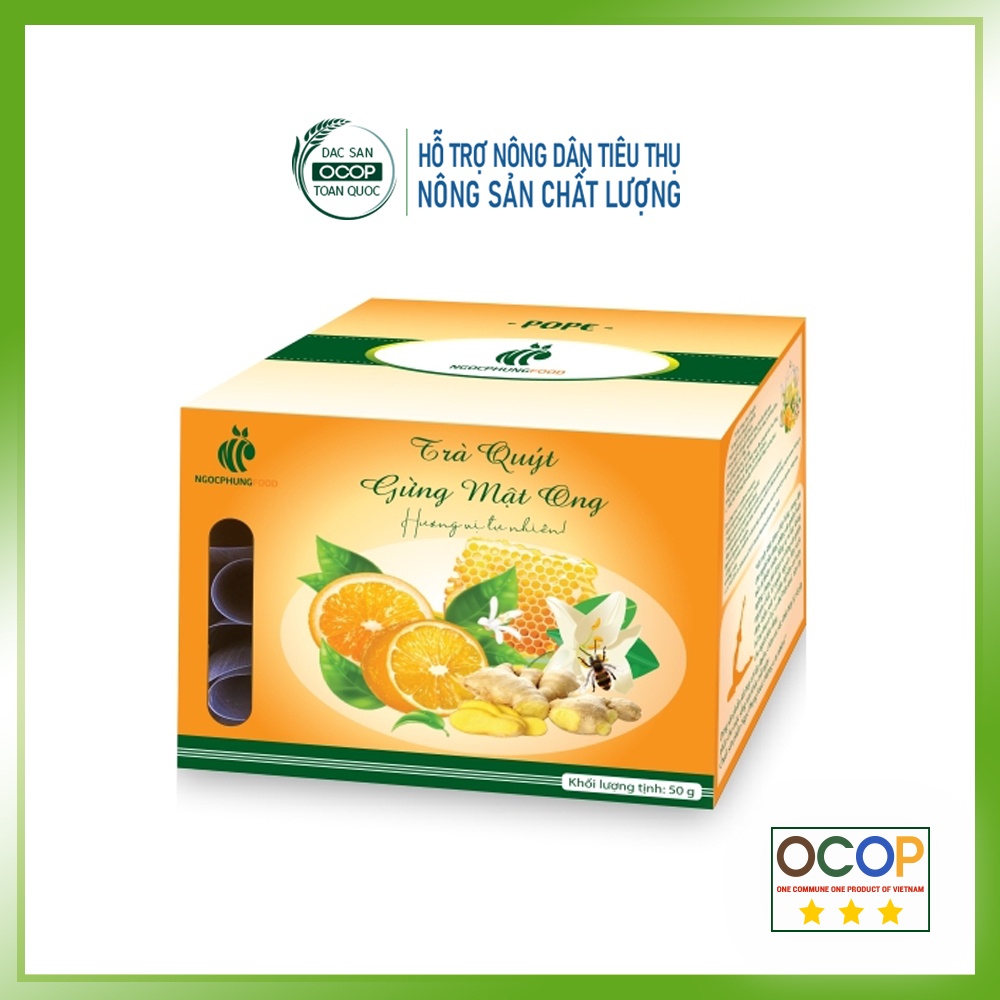 Trà quýt gừng mật ong, hộp 50g  Thức uống thơm ngon, bổ dưỡng  Sản phẩm OCOP