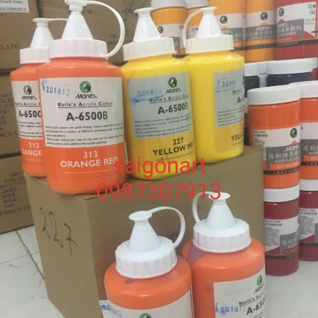 [HCM]MÀU VẼ ACRYLIC MARIES 500ML BÌNH VÒI