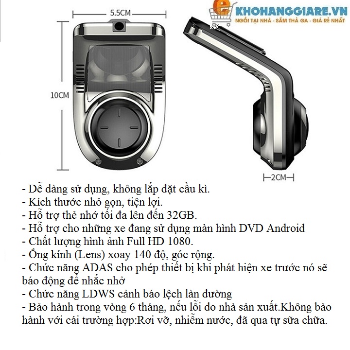 Camera hành trình cho màn hình android U3 ADAS