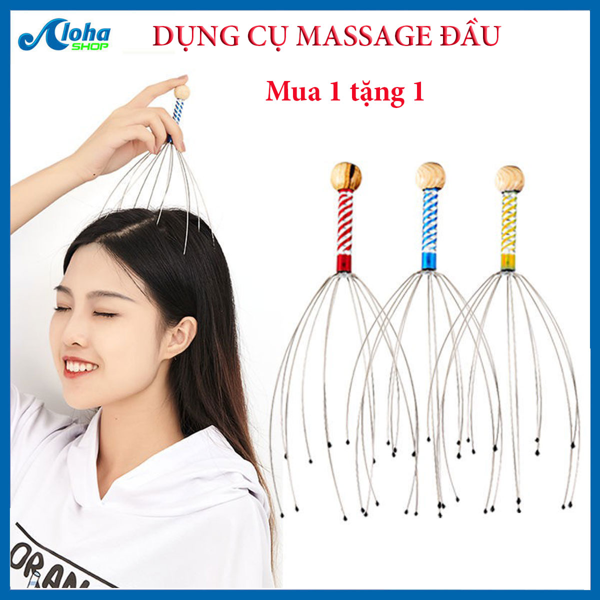 [HCM]Cây Massage Đầu Bạch Tuộc Thư Giãn Head Massager