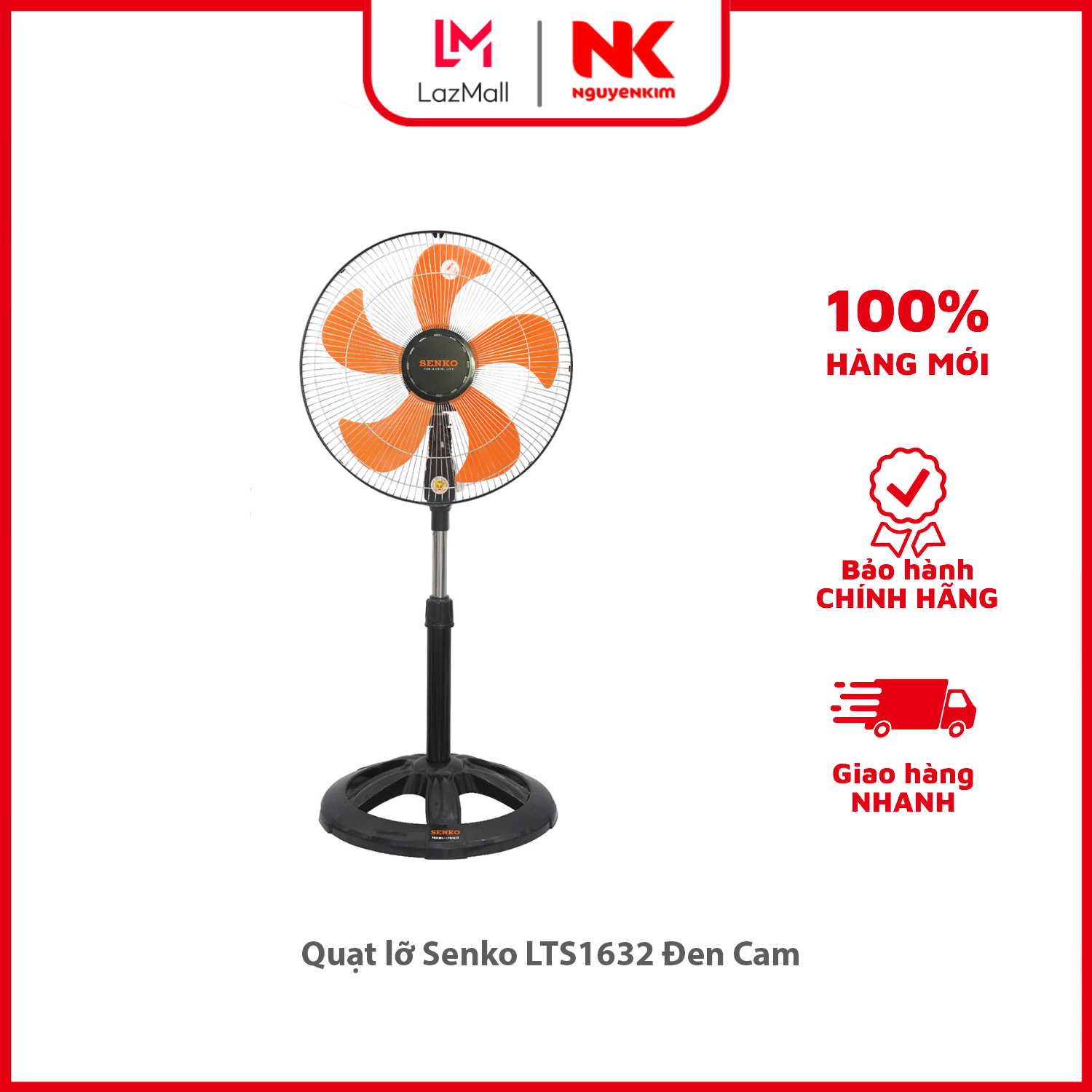 Quạt lỡ Senko LTS1632 Đen Cam