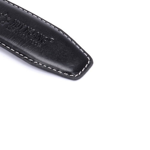 Thắt lưng nam da bò viền chỉ màu đen HK4129