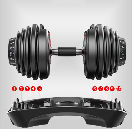 Tạ Tay Điều Chỉnh Khóa Số Tự Động 24kg (1 Bên) Chất Liệu Gang Nguyên Khối Cao Cấp