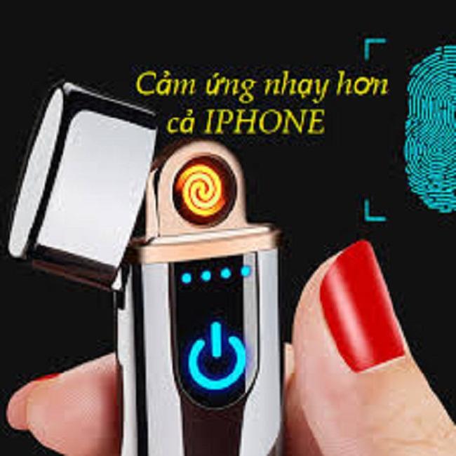 Hột quẹt bật lửa điện cảm ứng sạc cổng USB cao cấp  (Màu Titan)