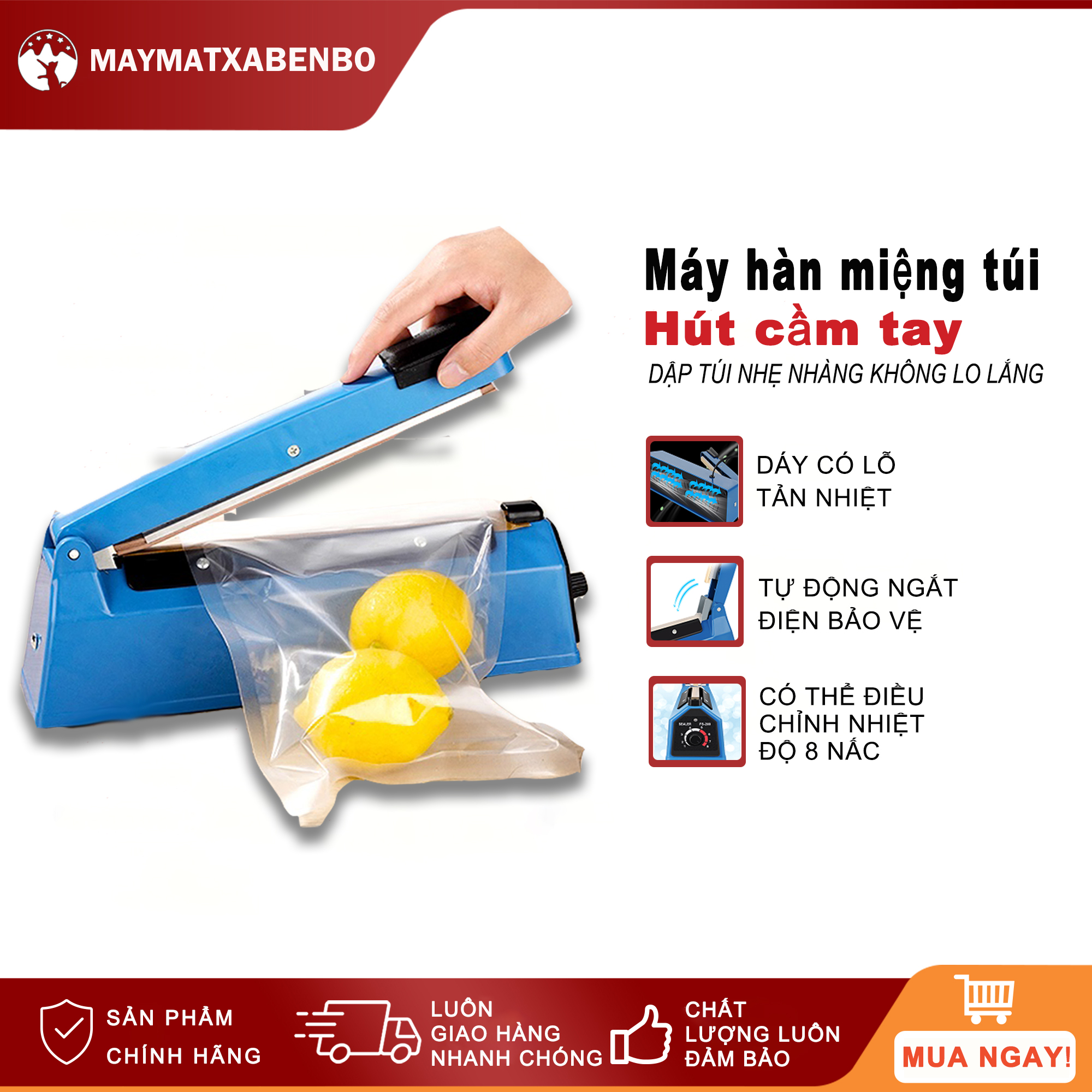 Máy hàn miệng túi nilong dập tay máy ép miệng túi gia dụng máy dập đóng miệng túi thực phẩm bằng tay di động