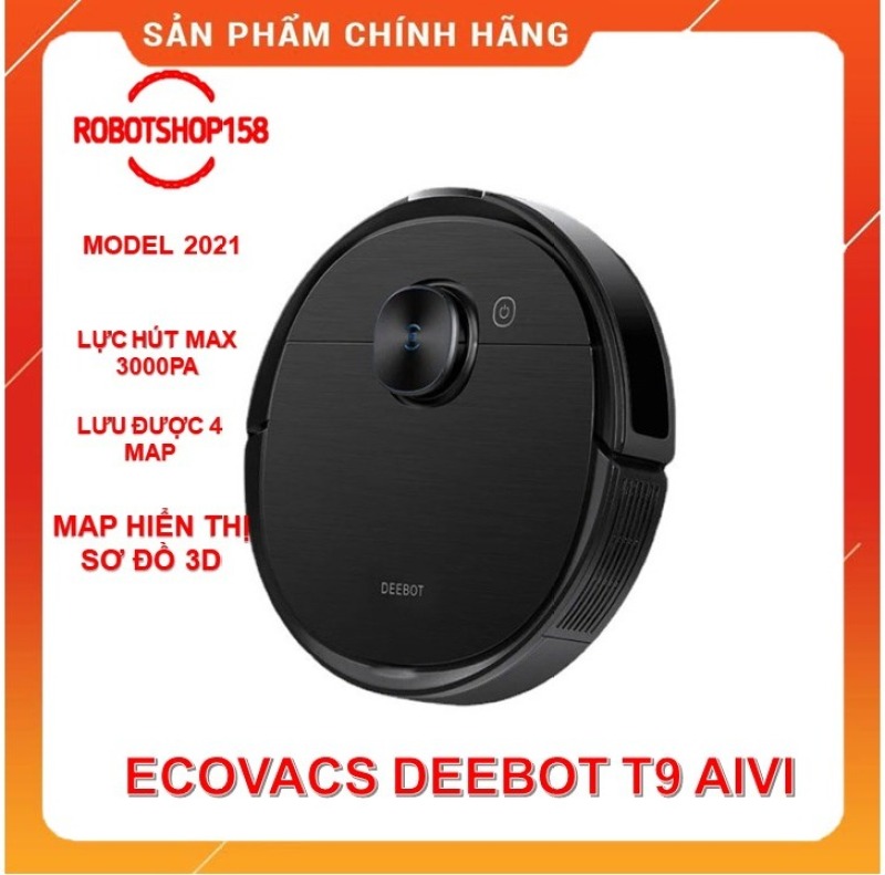 [Trả góp 0%]Robot Hút Bụi Lai Nhà Ecovacs Deboot T9 Aivi- Lực Hút Max 3000Pa- Hàng Mới Nguyên Seal 100%-Tặng App Ecovacs Home