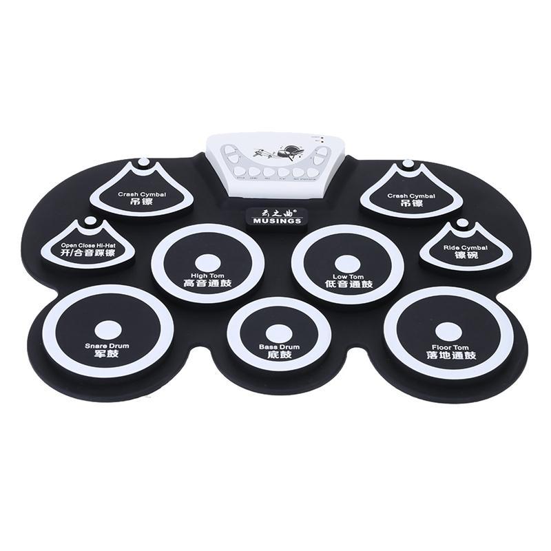 Silicone Portable Foldable Digital Usb Roll-Up Electronic Drum Pad Kit With Stick And Foot Pedal