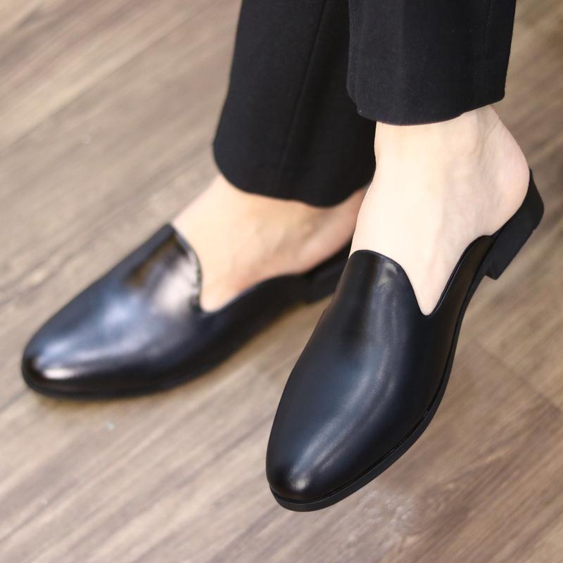 Giày sục da nam l205 - giày sục hở gót nam da trơn - sục da nam thoáng khí đế khoảng 3cm