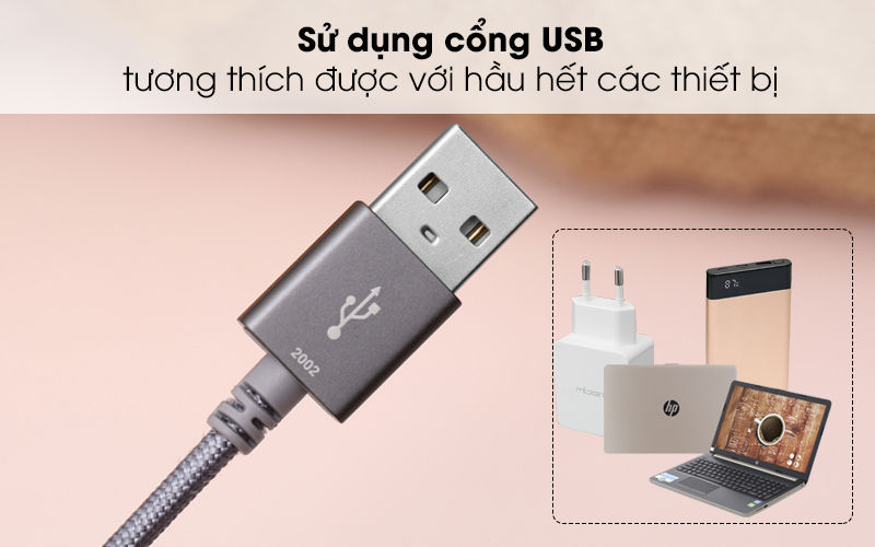 Cáp Lightning MFI 1 m Mbest DS286-WB Xám ( Likenew )