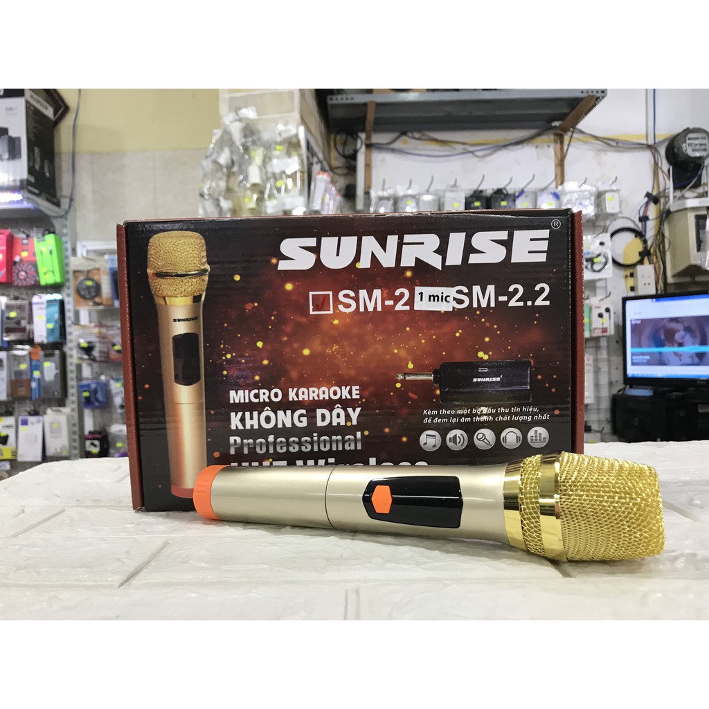 MICRO KO DÂY UHF SUNRISE SM-2 BỘ 1 MICRO KIM LOẠI,HÁT CỰC NHẸ
