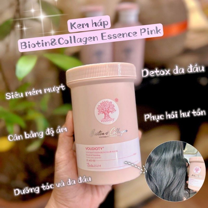 Kem ủ tóc biotin collagen phục hồi tóc nát siêu mềm mượt 500ml