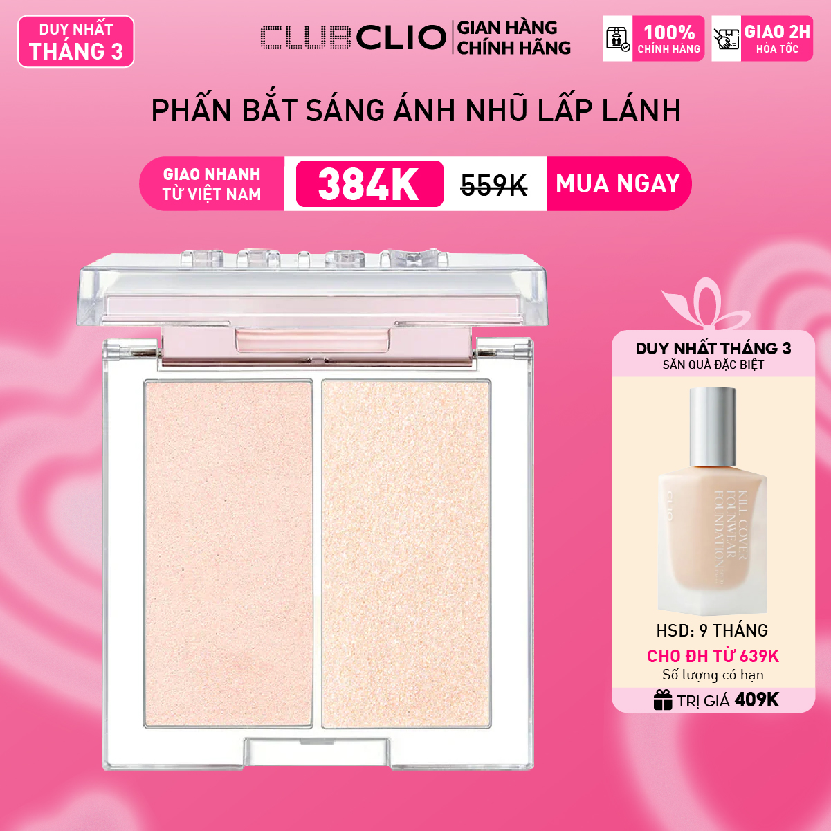 [Săn Deal]Phấn Bắt Sáng Clio Prism Highlighter Duo 7G