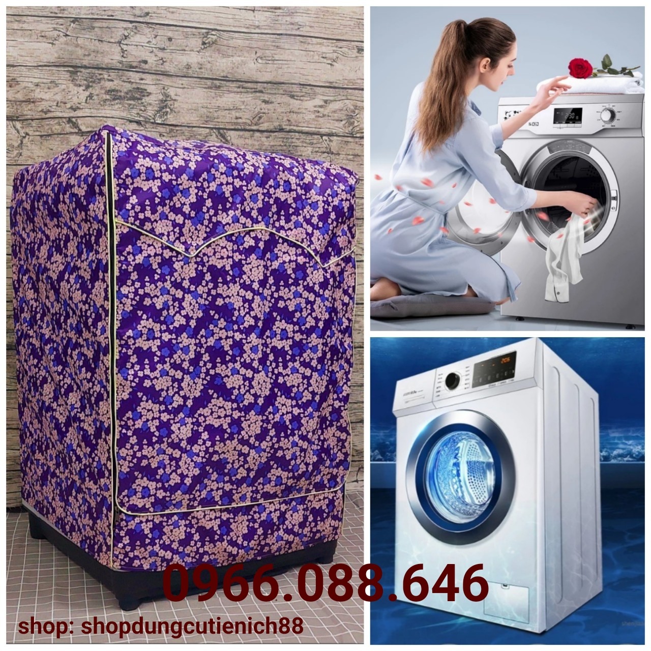 [HCM][LOẠI XỊN] Áo trùm máy giặt vỏ bọc loại cửa trước ngang từ 7kg - 11kg - vải bao chùm chống bụi
