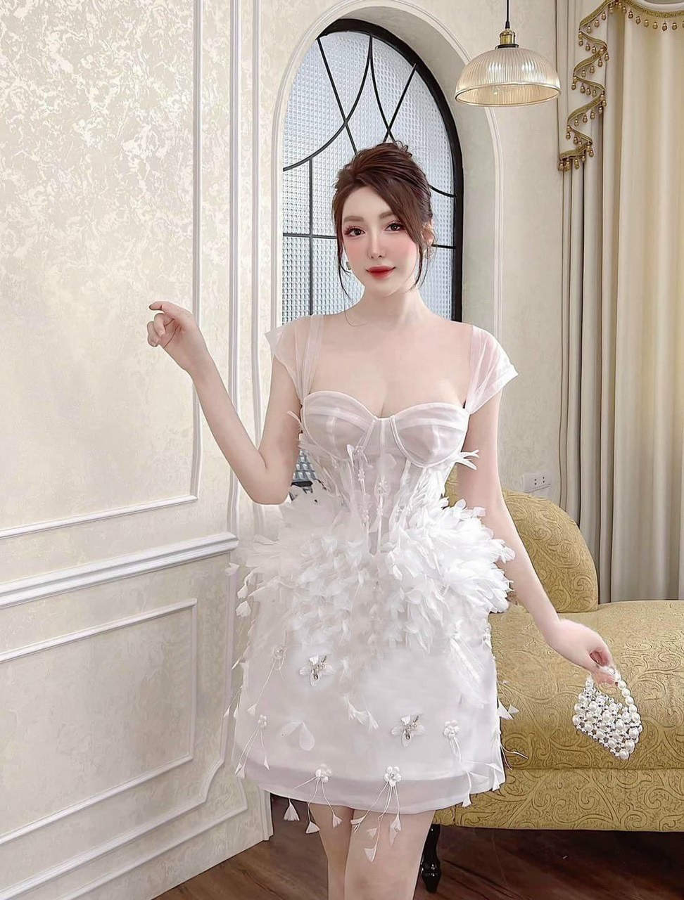 Đầm body dự tiệc 2 dây tripble t dress kết cườm cao cấp - size s/m/l -ms484v