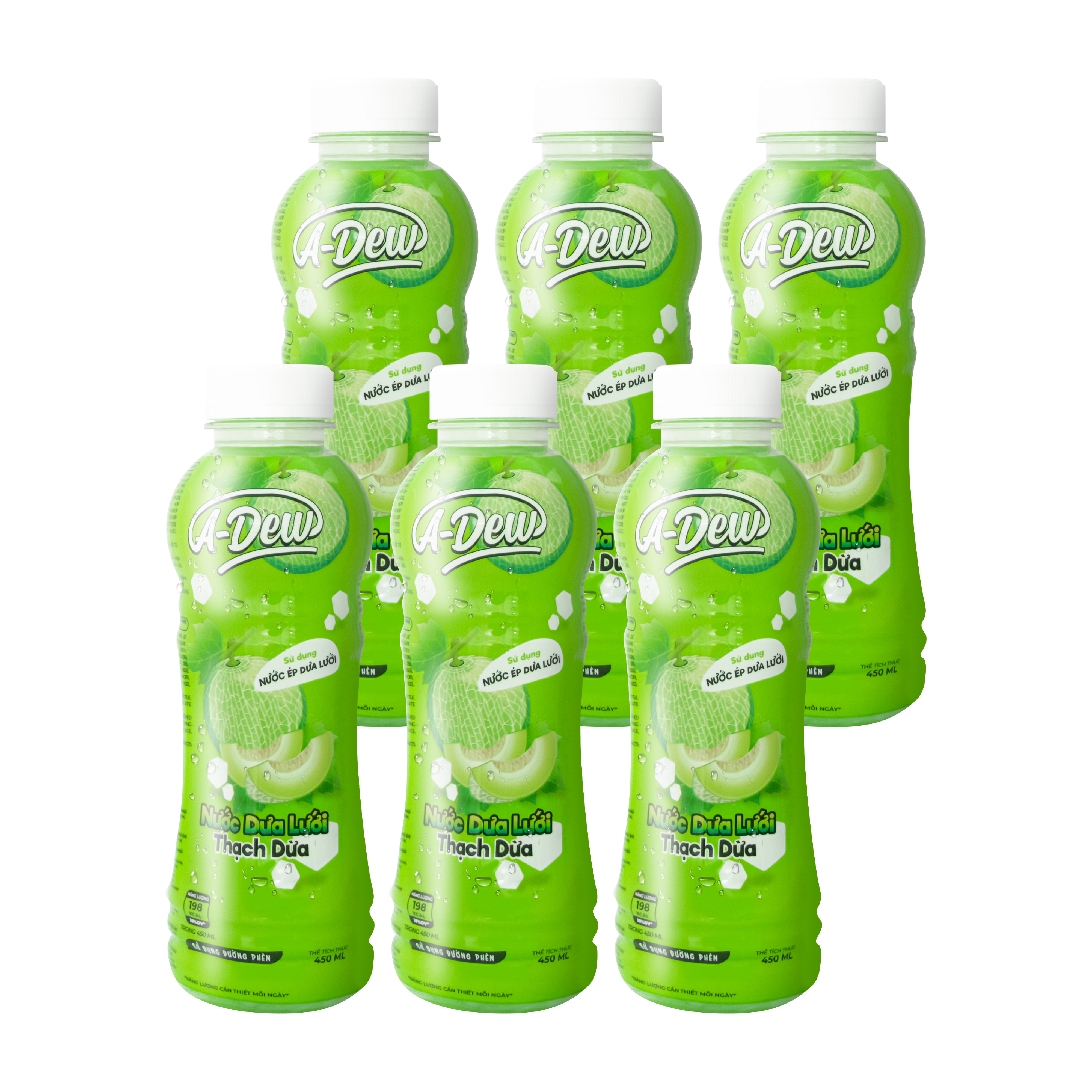 Nước Dưa Lưới Thạch Dừa A-Dew Chai 450ml - Thùng 24 Chai