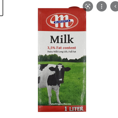 Sữa Tươi Nguyên Chất Tiệt Trùng MLEKOVITA 3,5 % FAT 1 lít
