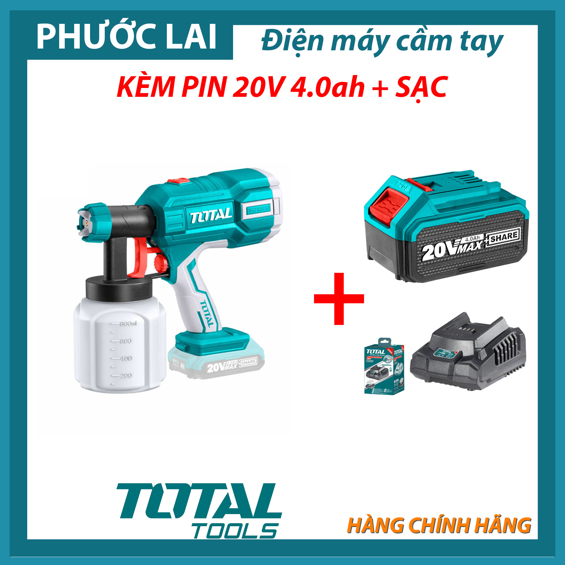 Súng Phun sơn dùng pin Lithium Total TSGLI2001