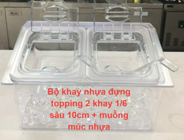 Bộ khay nhựa đựng topping cao cấp nhiều ngăn