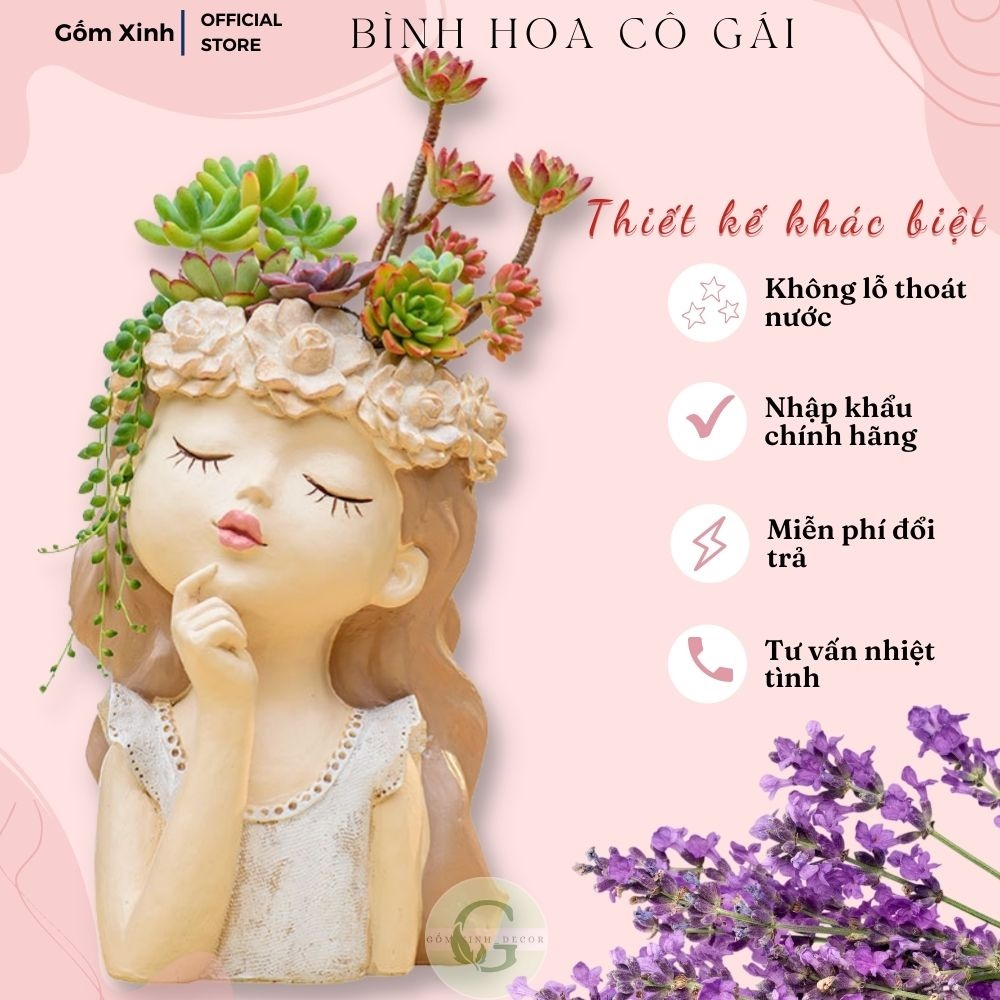 Giảm giá ๑▫ Bình hoa cô gái Gốm Xinh Decor Lọ trang trí xinh xắn ...