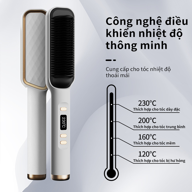 Lược Điện Chải Tóc Tạo Kiểu - Uốn Duỗi Ép Tóc Đa Năng