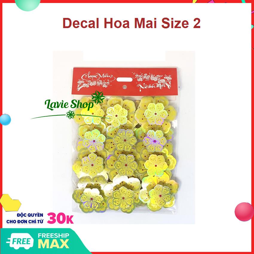Decal 3D trang trí tết Hoa Mai dán kính