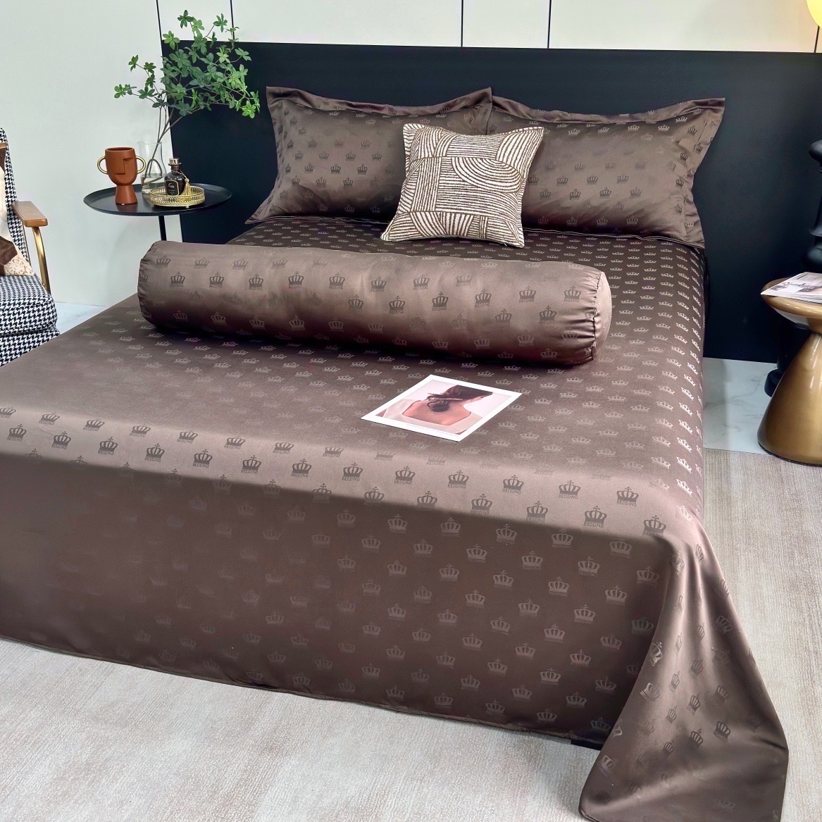 SET 3 MÓN VỎ GA GỐI PHI LỤA DỆT CHÌM CROWN SIÊU XINH FULL MÀU