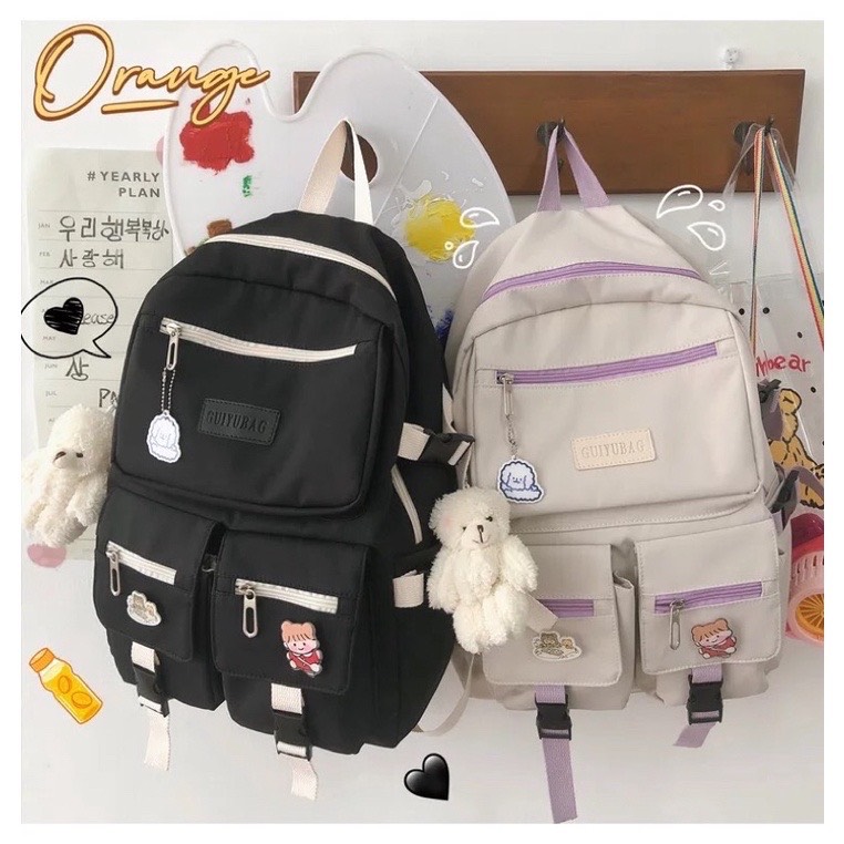 Balo thời trang ??HOT TREND?? Cặp Ulzzang logo 2 túi hộp GUIYUBAN thiết kế năng động trẻ trung