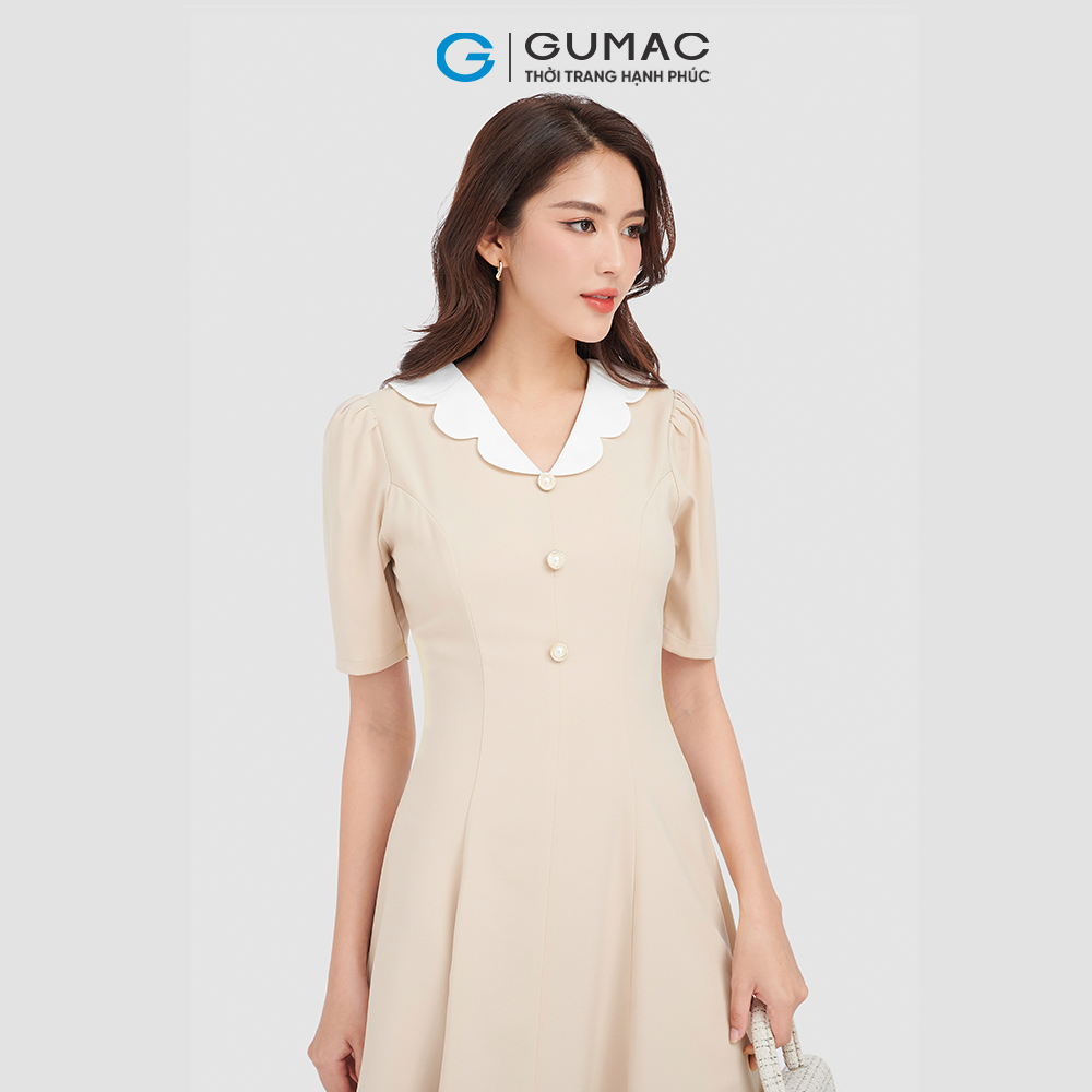 Đầm xòe phối cổ thời trang GUMAC DC10020