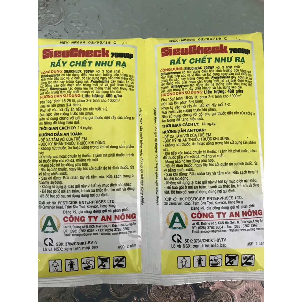 Sản phẩm trừ rầy SIEU CHECK 700WP/15GR 1 gói
