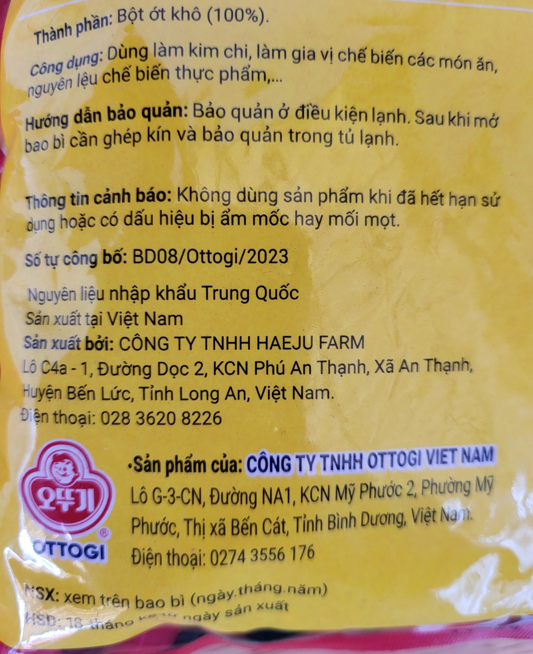 OTTOGI - gói 500g - BỘT ỚT VẢY / Red Pepper Powder