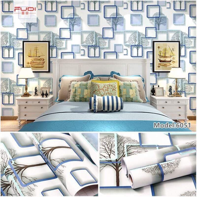 10M Giấy Dán Tường Sẵn Keo Ô Xanh (10m x 45cm)