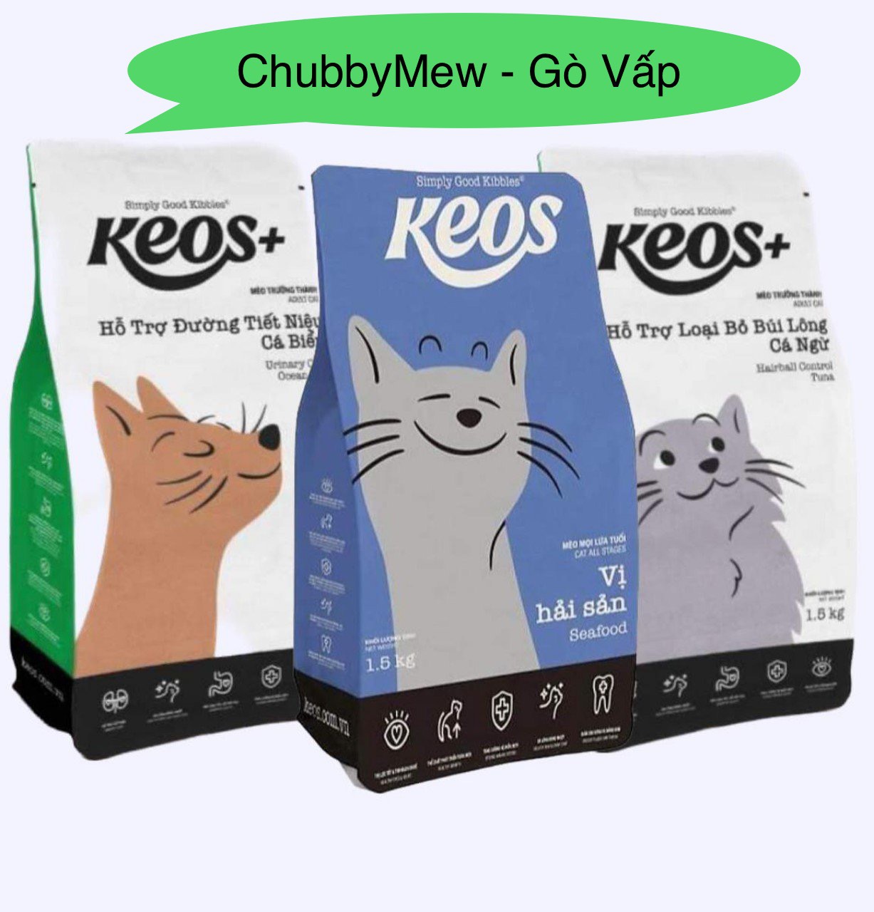 [1.5kg] Hạt thức ăn Cho Mèo Mọi Lứa Tuổi Keos - Petshop ChubbyMew