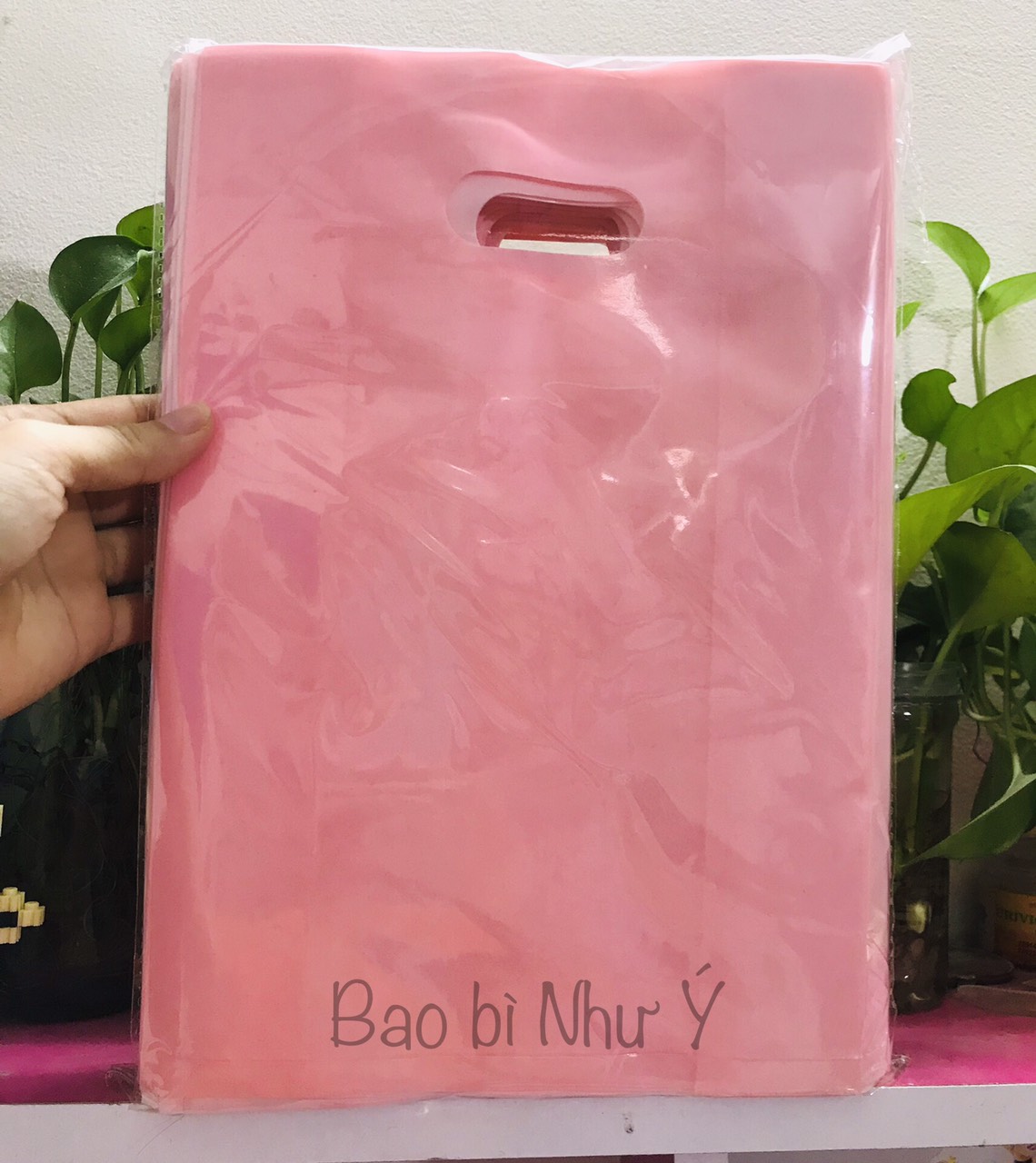 - túi nilon pe bóng dẽo màu cam đào