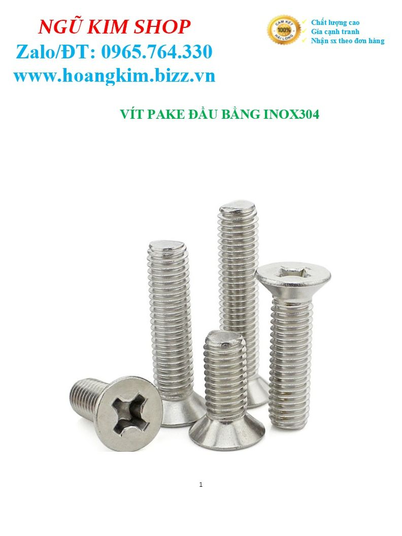 Ốc pake đầu bằng m5 inox304