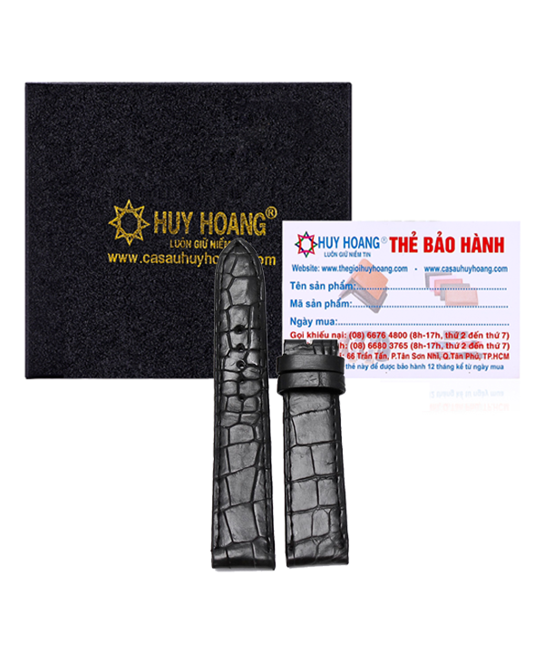Dây đồng hồ da cá sấu size 16 - 18 - 20 màu đen TH8201