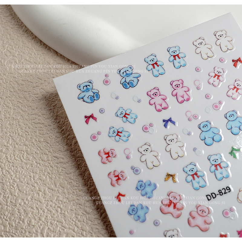 Sticker 3D Gấu Bông | Hình Dán Móng Tay DD-829 830
