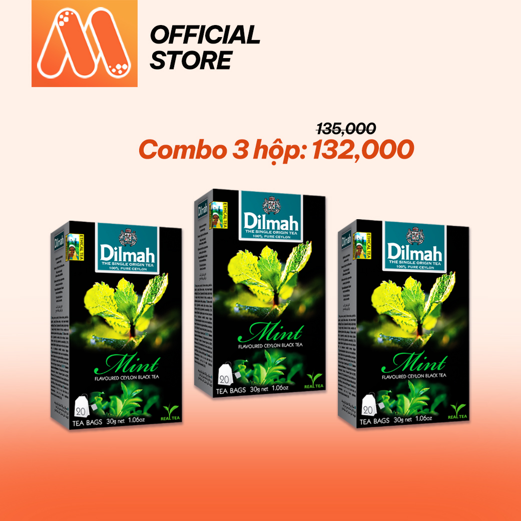 Combo 3 hộp Trà Dilmah Vị Bạc Hà - Mint 30g
