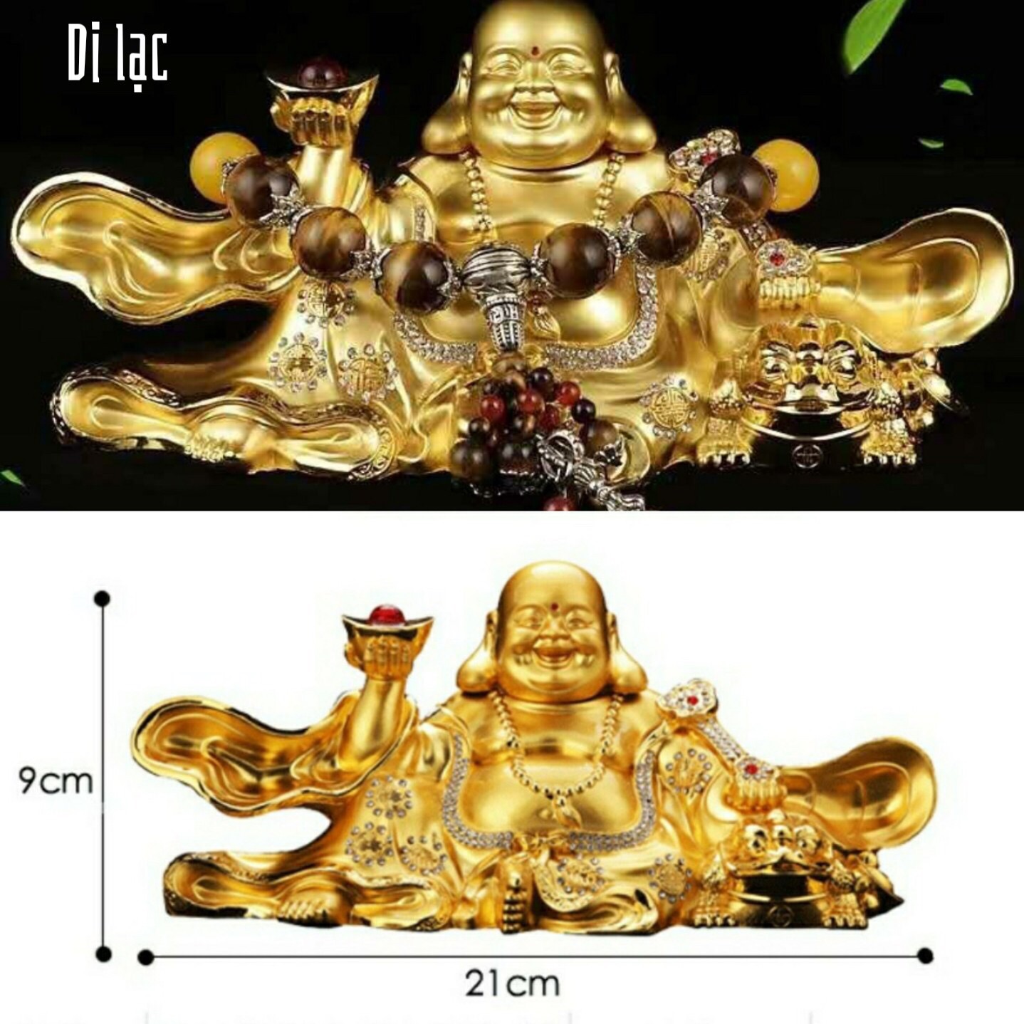 Tượng di lặc nâng vàng trang trí xe