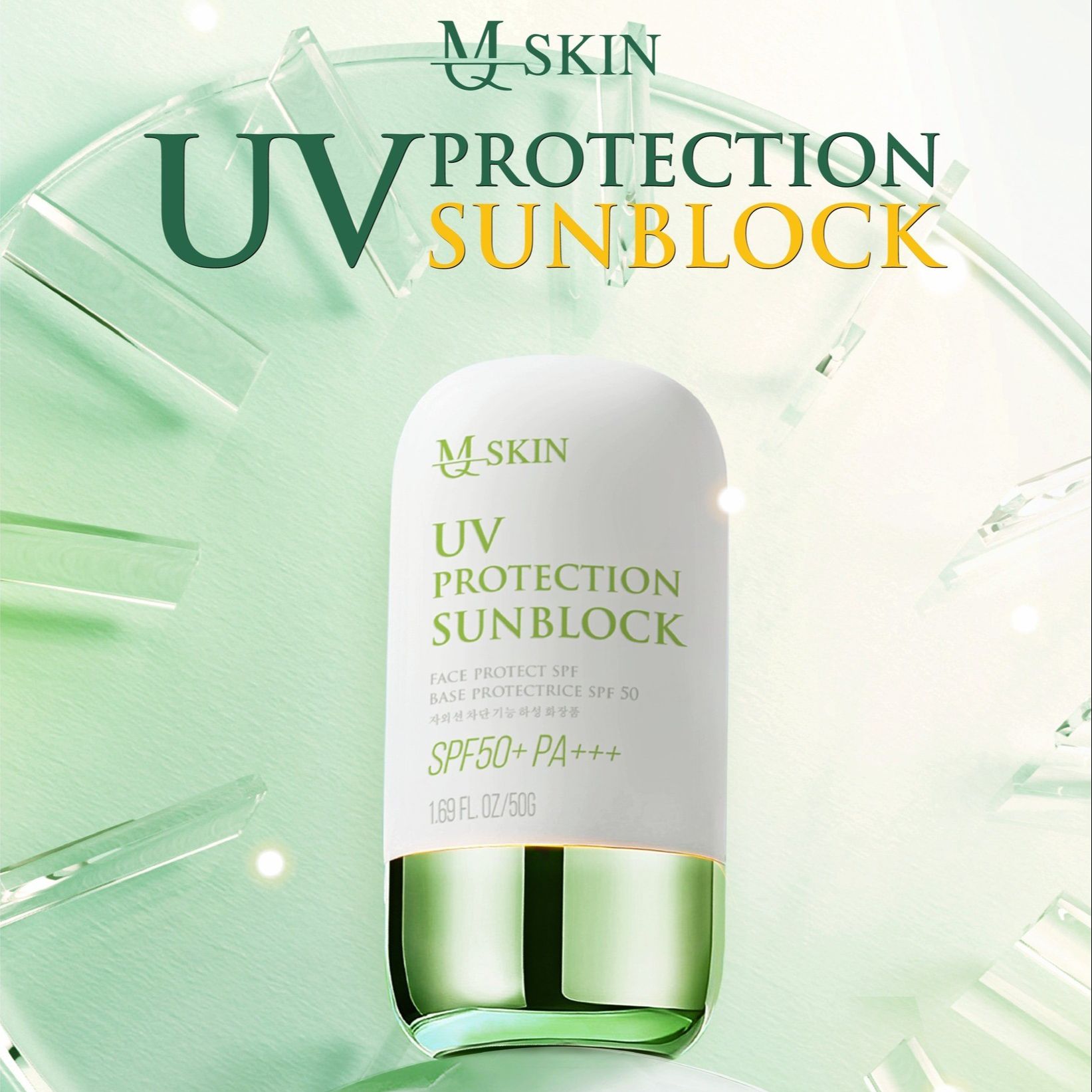 Kem chống nắng MQ SKIN UV Protection Sun Block SPF50+ PA+++ dưỡng da make up nâng tone 50g