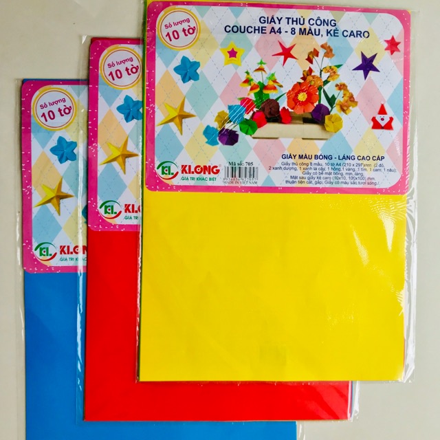 Giấy Thủ Công Khổ A4 10 Tờ 8 Màu